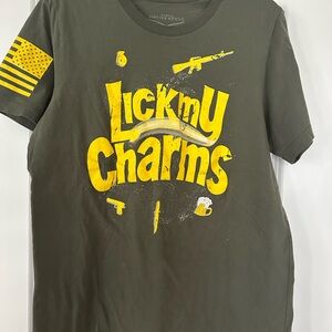 Green Graphic T-Shirt with Yellow Print